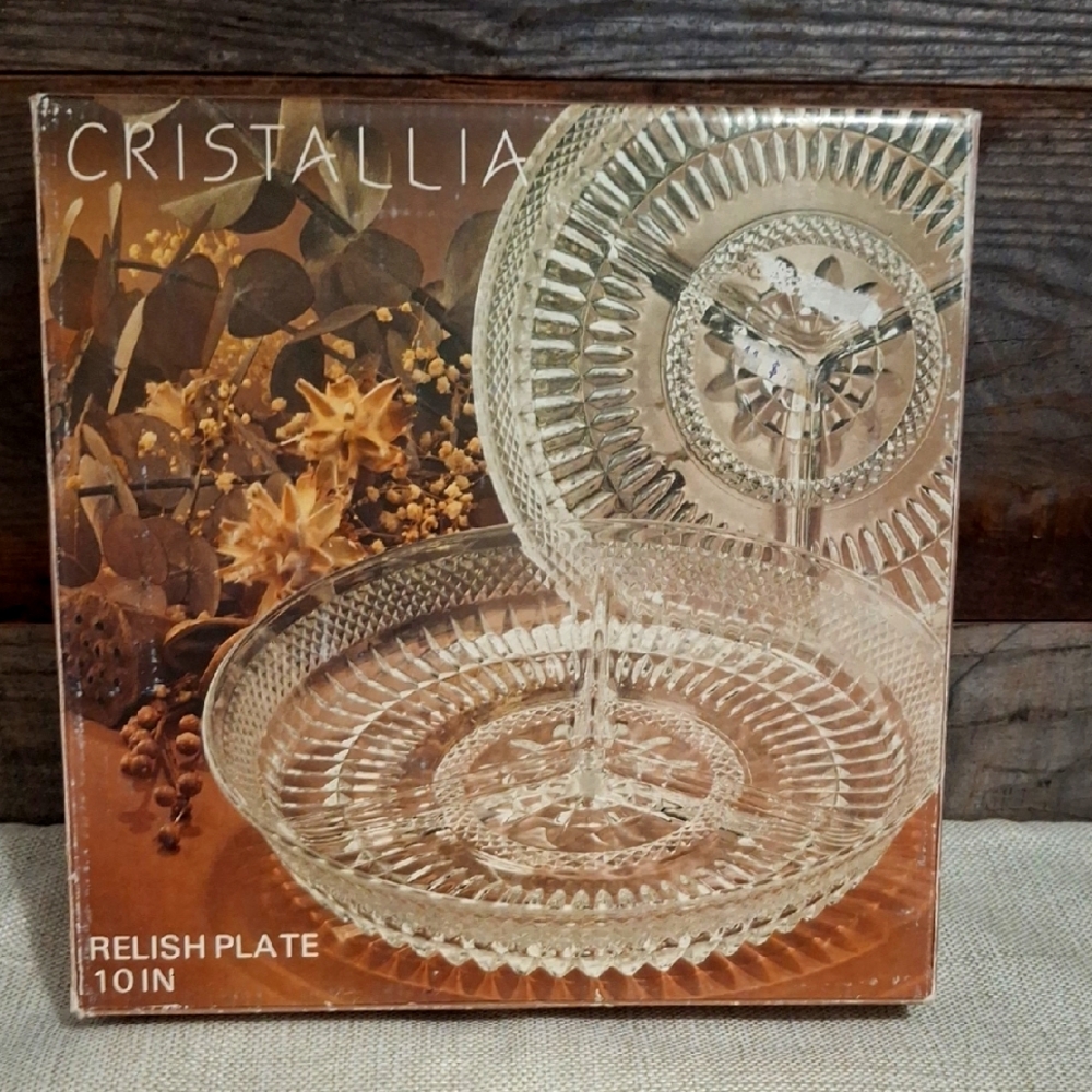 Cristalleria Clear Glass Relish Plate